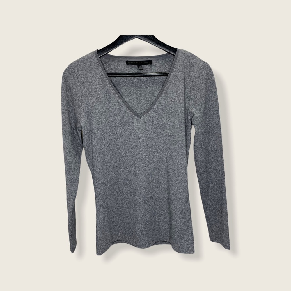 White House Black Market V Neck Long Sleeve Top